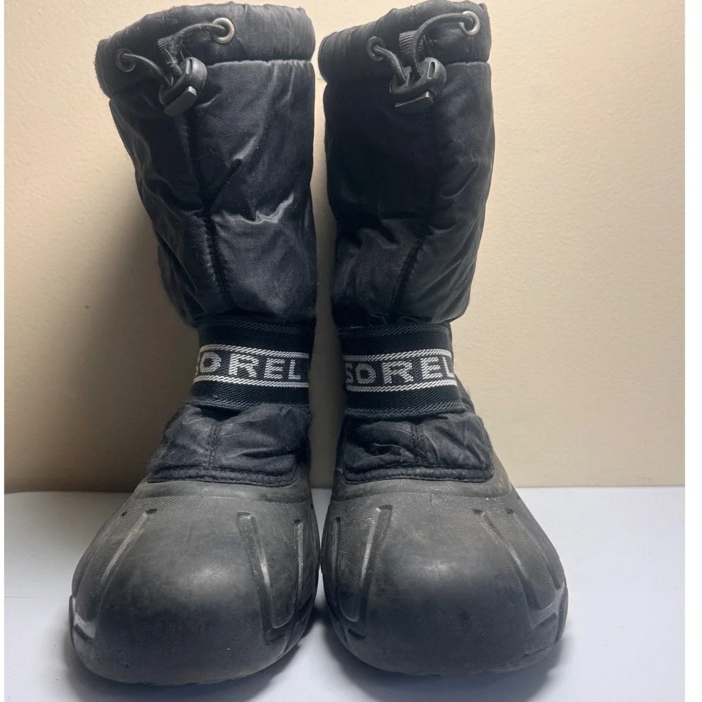 Sorel Black Nylon Insulated Snow Boots Waterproof‎ Rubber Shell Size 7Toggle